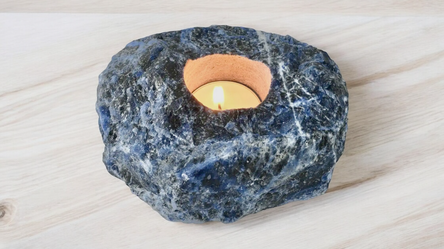Rough Blue Quartz Candleholder