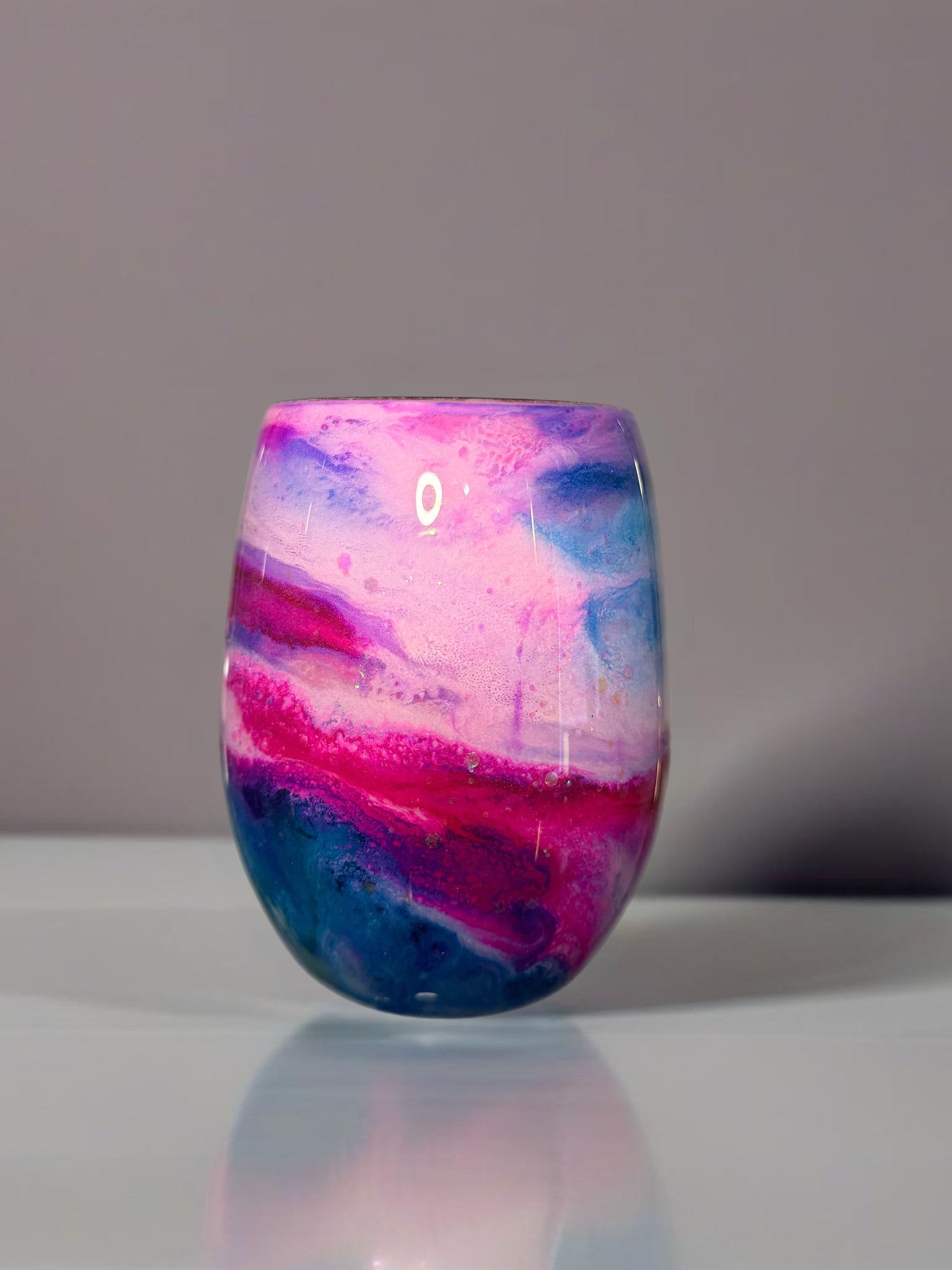Pink Purple and Blue Wine Glasses and Drinkware-Handmade