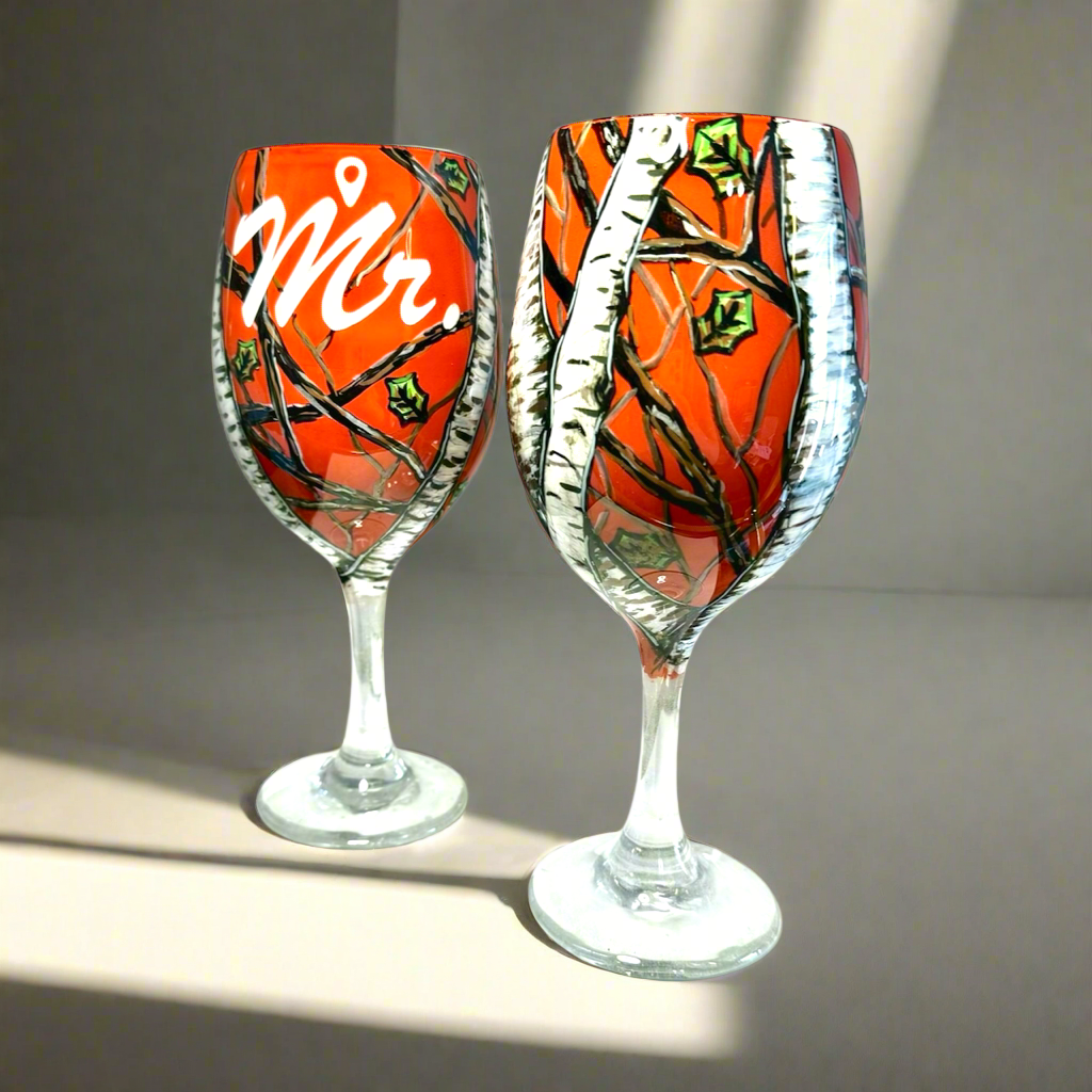 Camouflage Wine Glass-Handmade