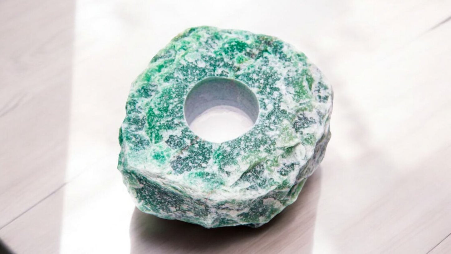 Rough Green Quartz Candleholder