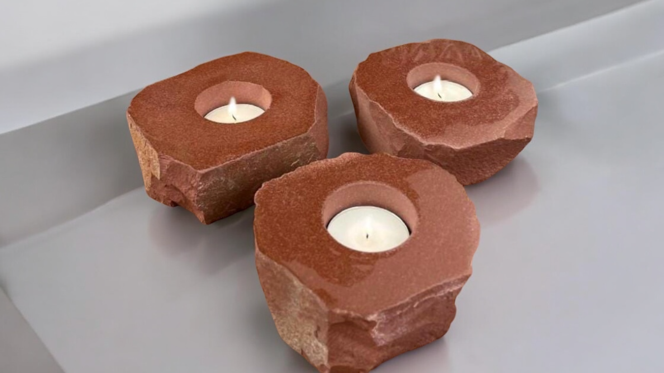 Red Jasper Candleholder with Smooth Top