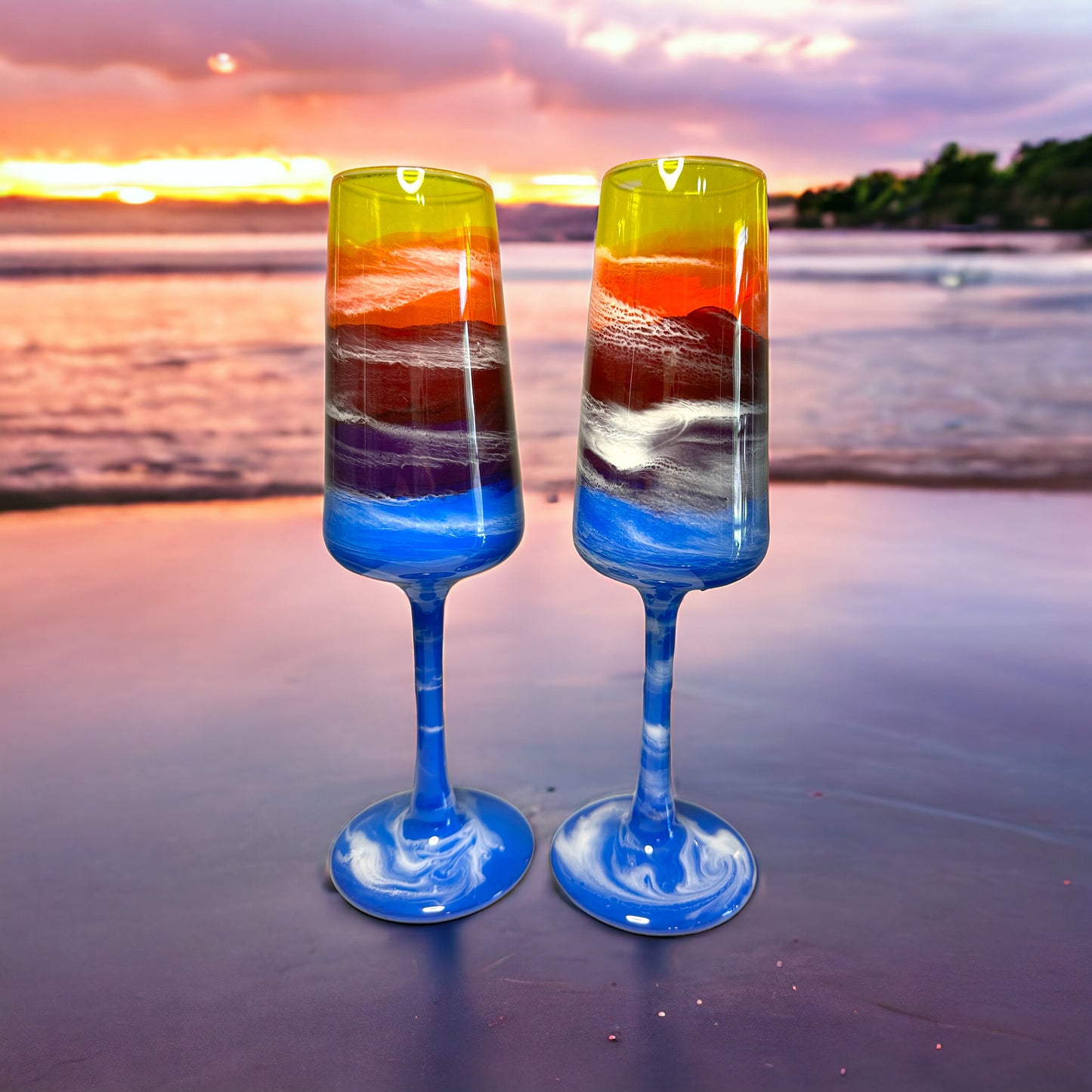 Sunset Wine Glasses and Drinkware-Handmade