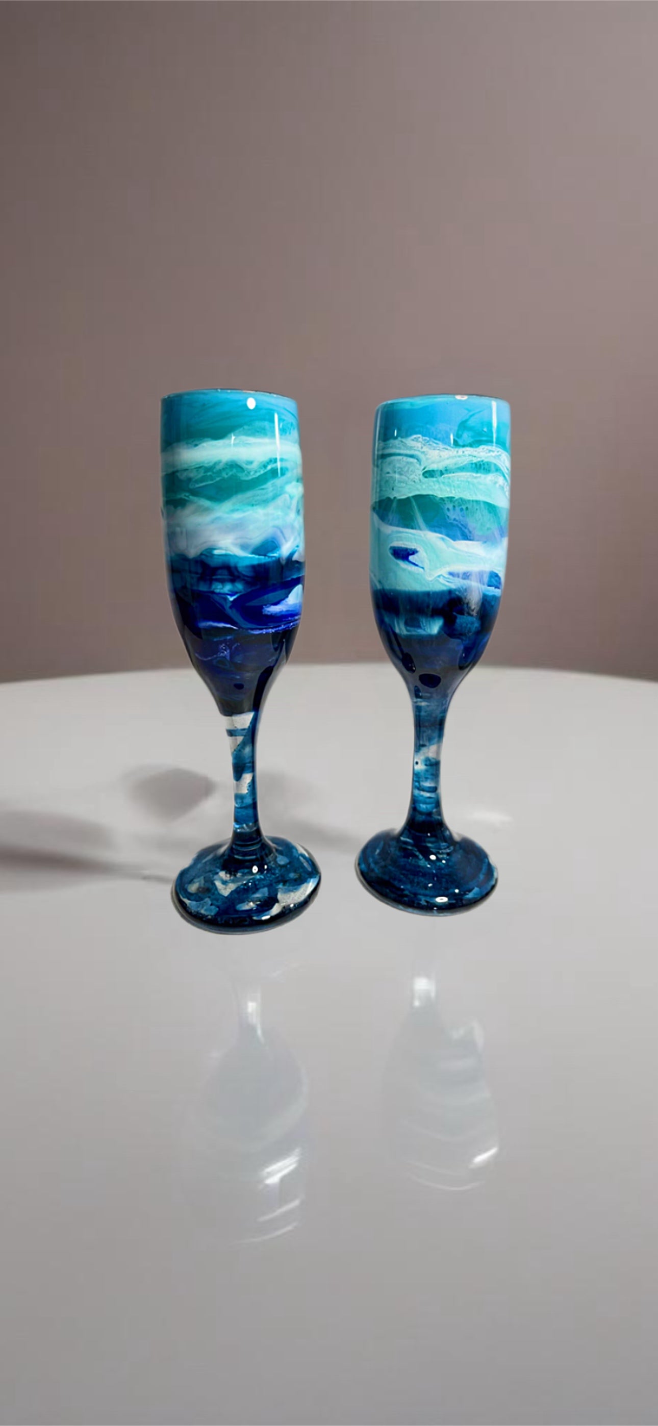 Blue Waves Wine Glasses and Drinkware-Handmade