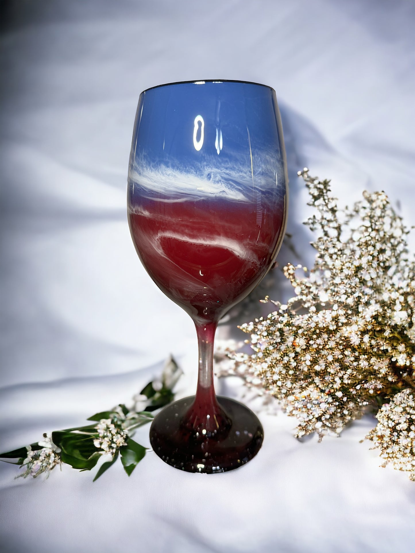 Red White & Blue Wine Glasses & Drinkware-Handmade