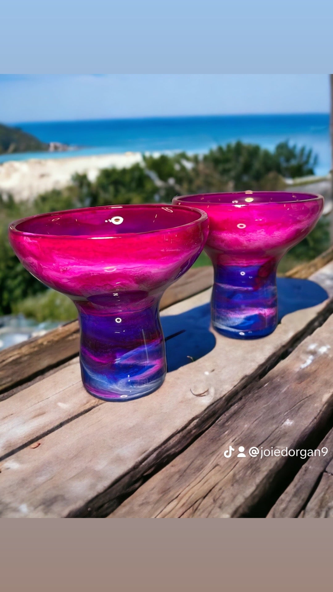 Pink Purple and Blue Wine Glasses and Drinkware-Handmade