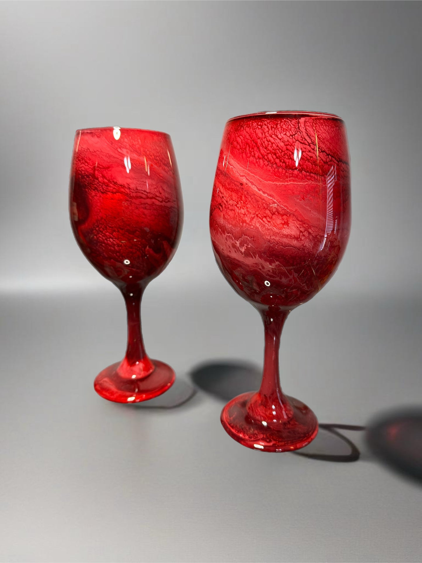 Red Swirl Swirl Wine Glasses and Drinkware-Handmade