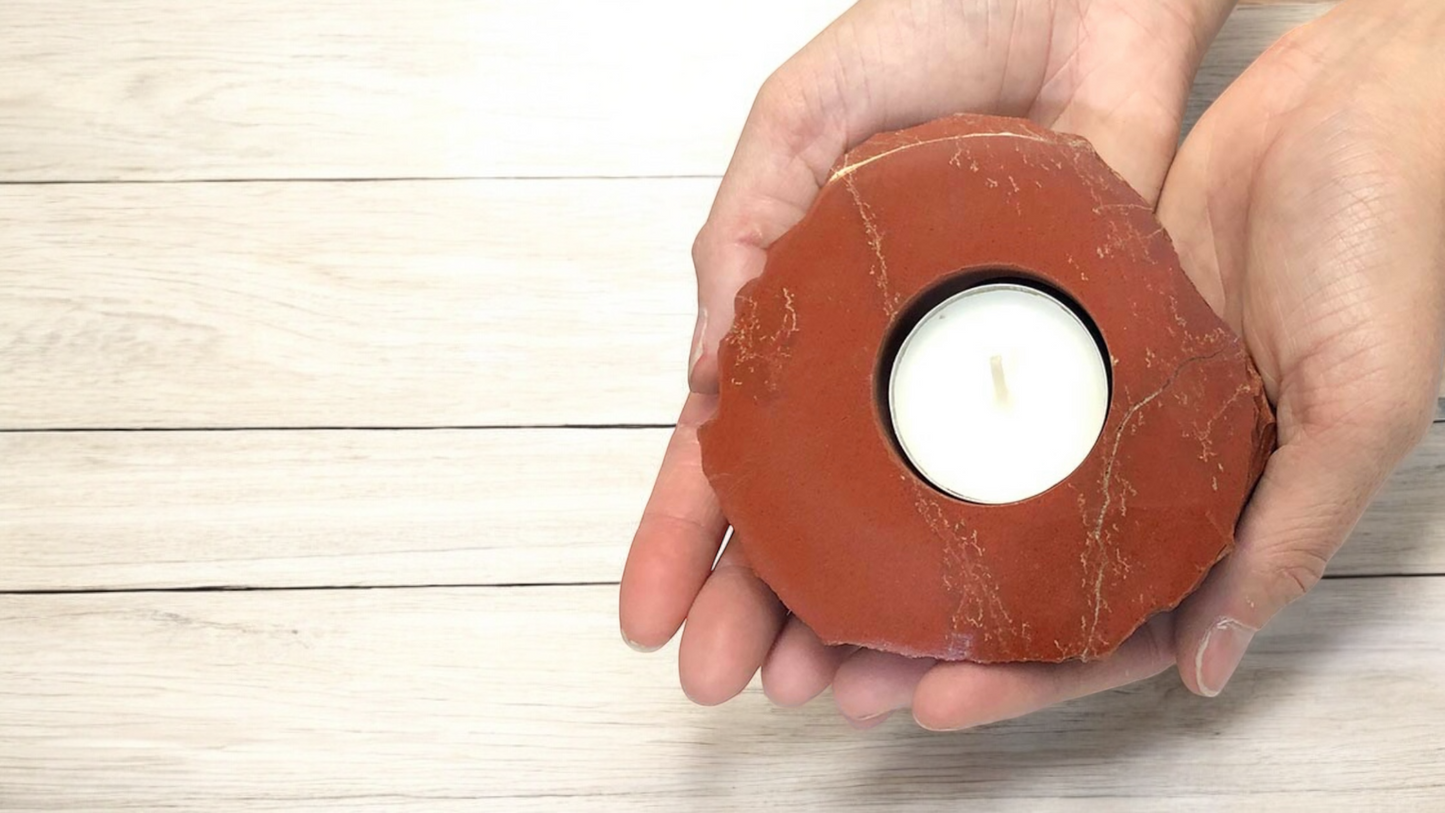 Red Jasper Candleholder with Smooth Top