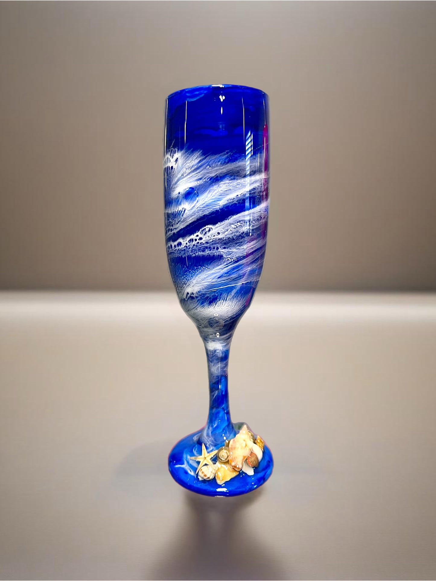 Ocean with Shells Wine Glasses and Drinkware-Handmade