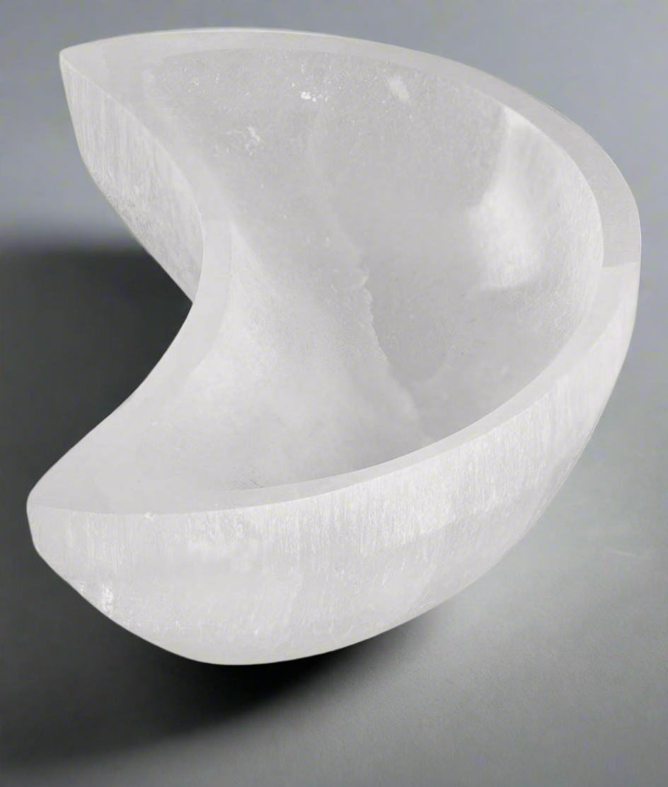 Selenite Crescent Moon Trinket Bowl