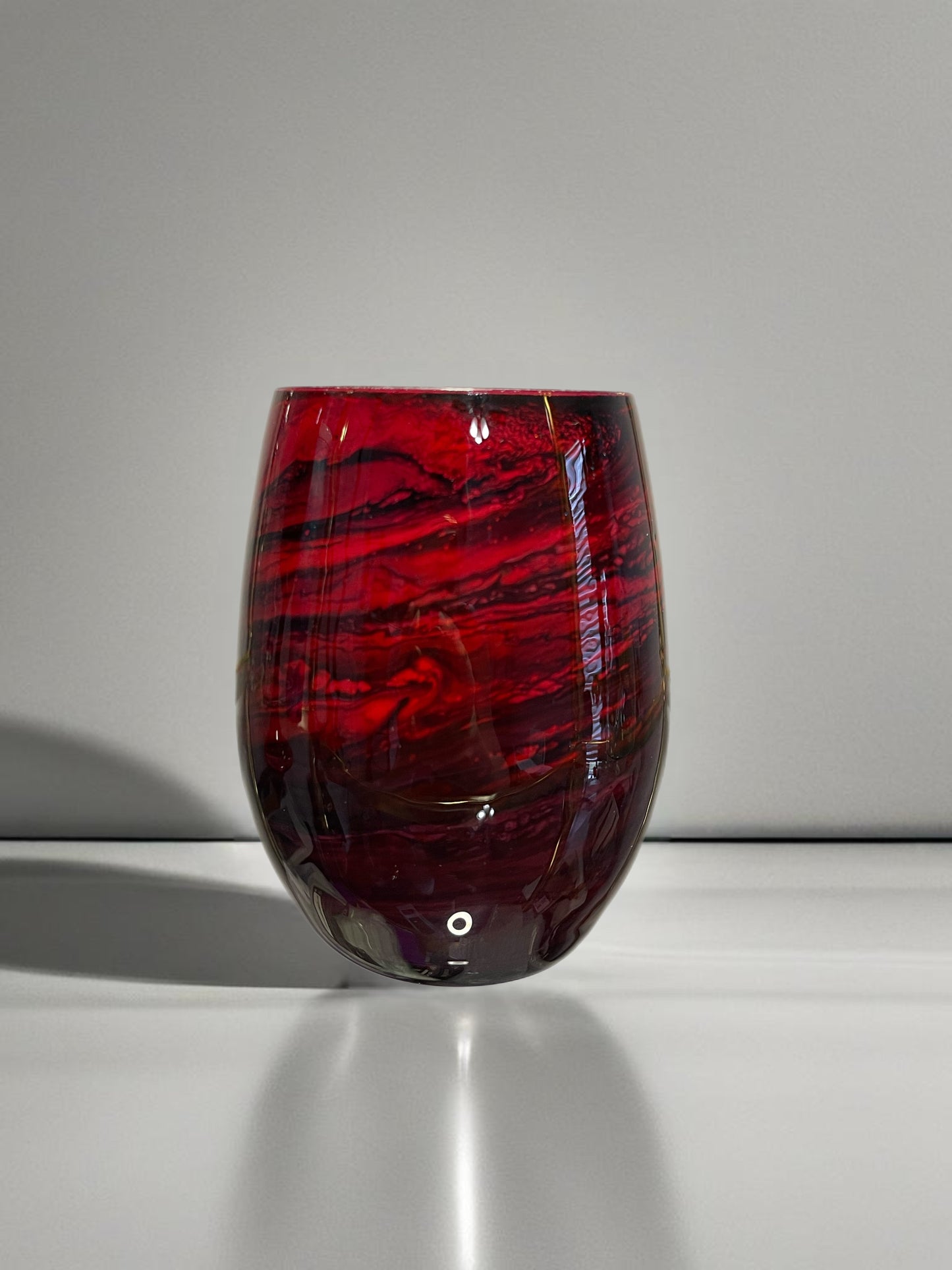 Red Swirl Swirl Wine Glasses and Drinkware-Handmade