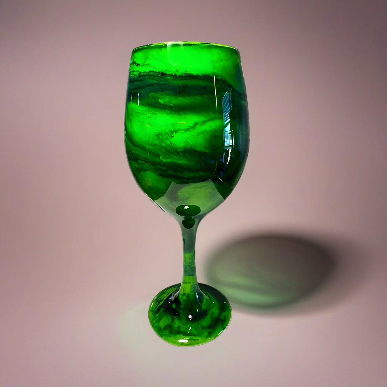 Green Swirl Wine Glasses and Drinkware-Handmade