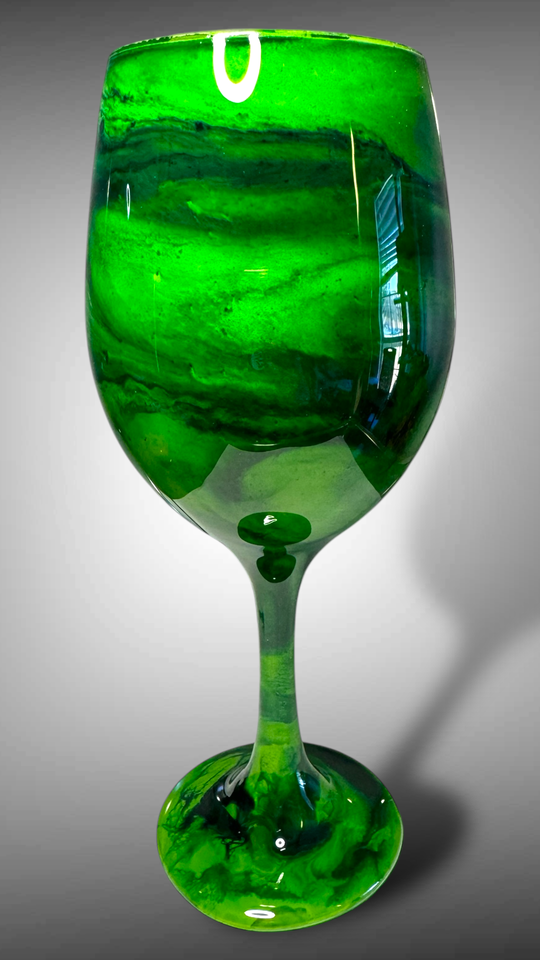 Green Swirl Wine Glasses and Drinkware-Handmade