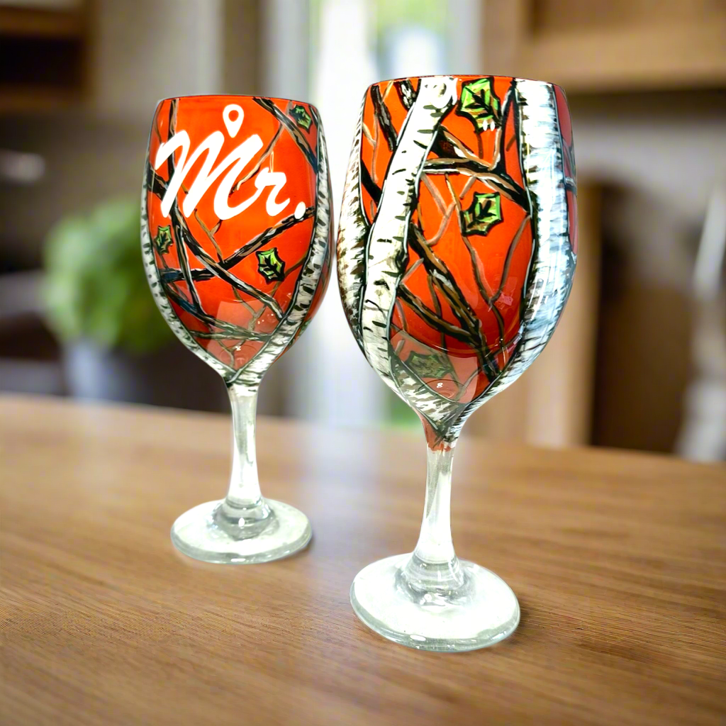 Camouflage Wine Glass-Handmade