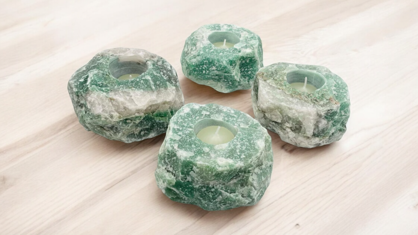 Rough Green Quartz Candleholder