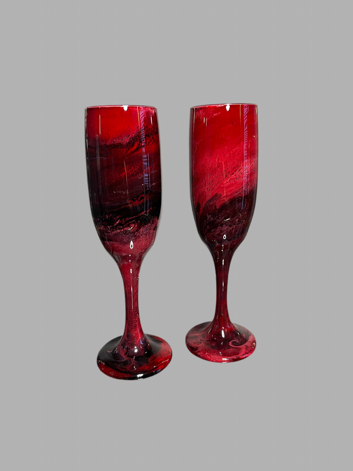 Red Swirl Swirl Wine Glasses and Drinkware-Handmade