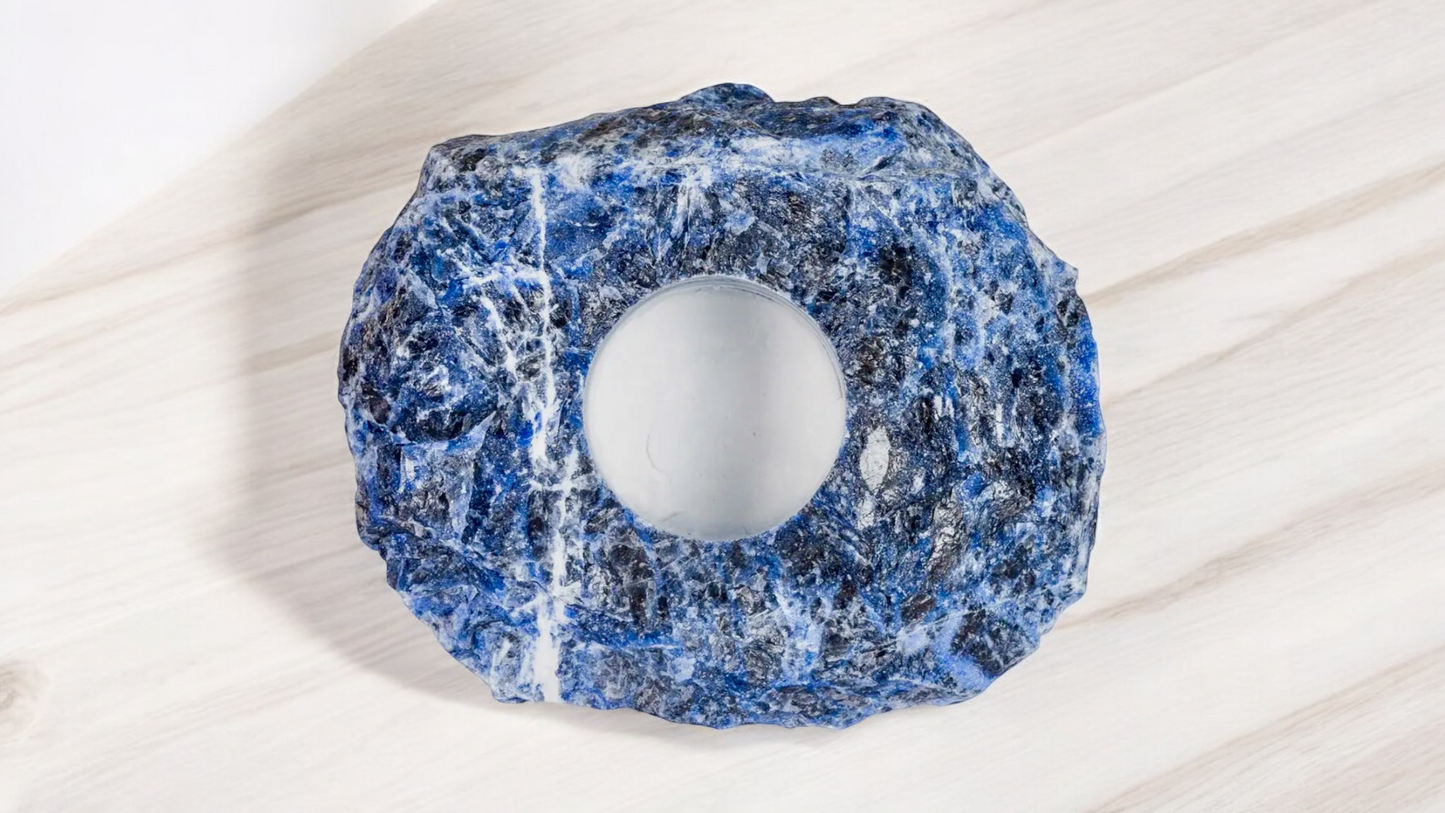 Rough Blue Quartz Candleholder