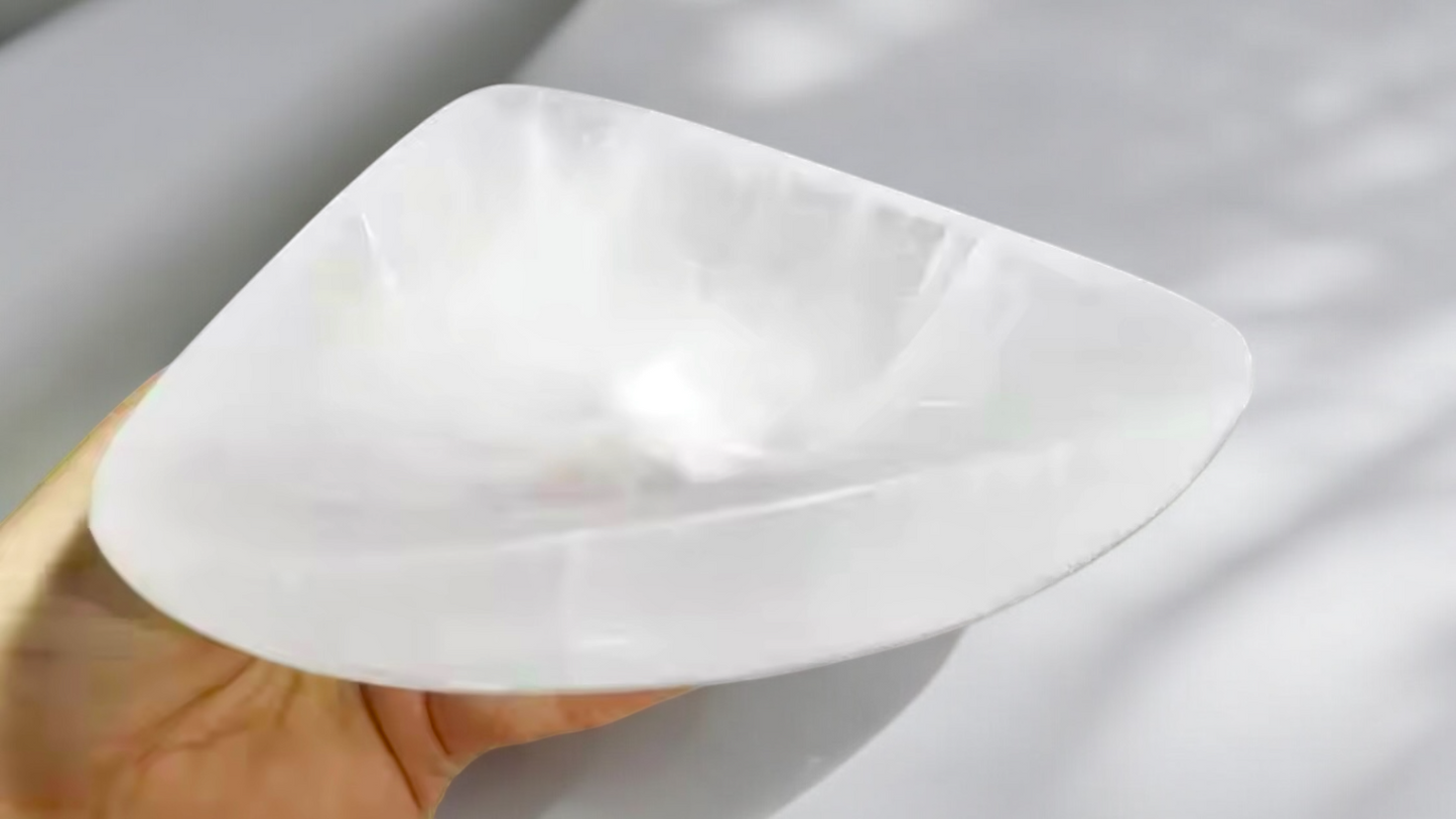 Selenite Triangle Trinket Bowl