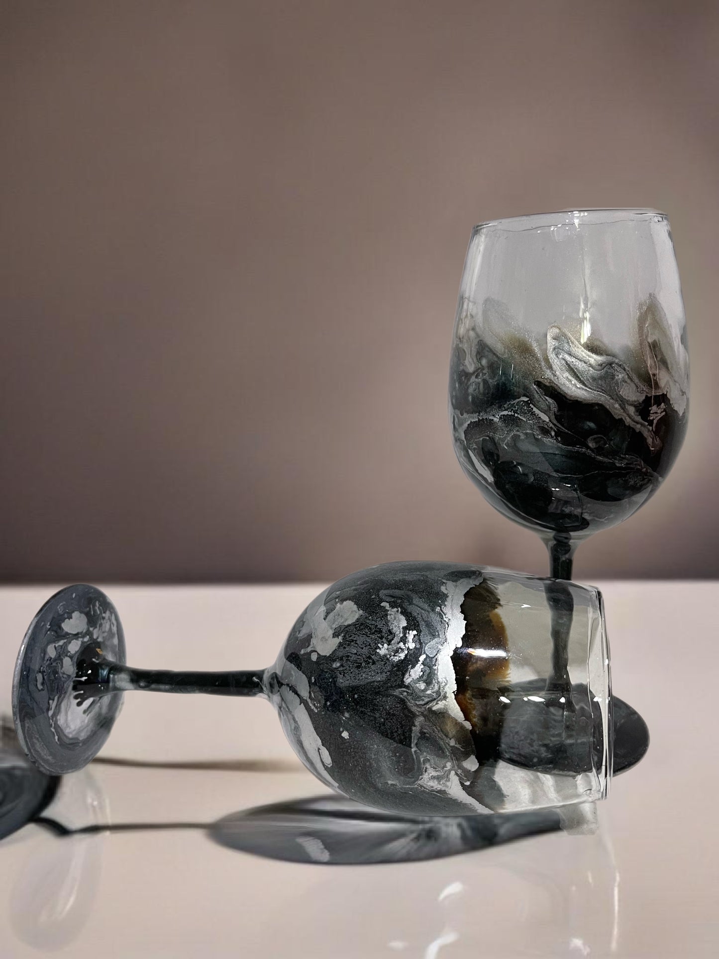 Metallic Swirl Wine Glasses and Drinkware-Handmade