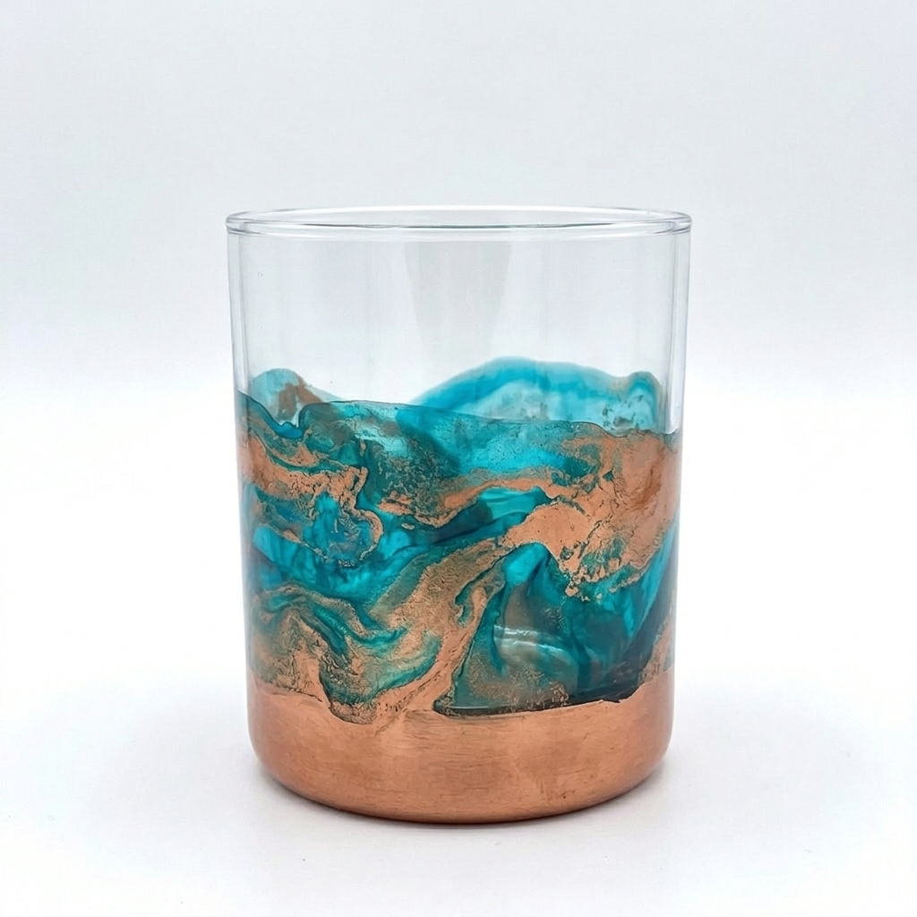 Coastal Copper Hand-Painted Glassware | Custom Wine, Champagne, Beer & Spirits Styles