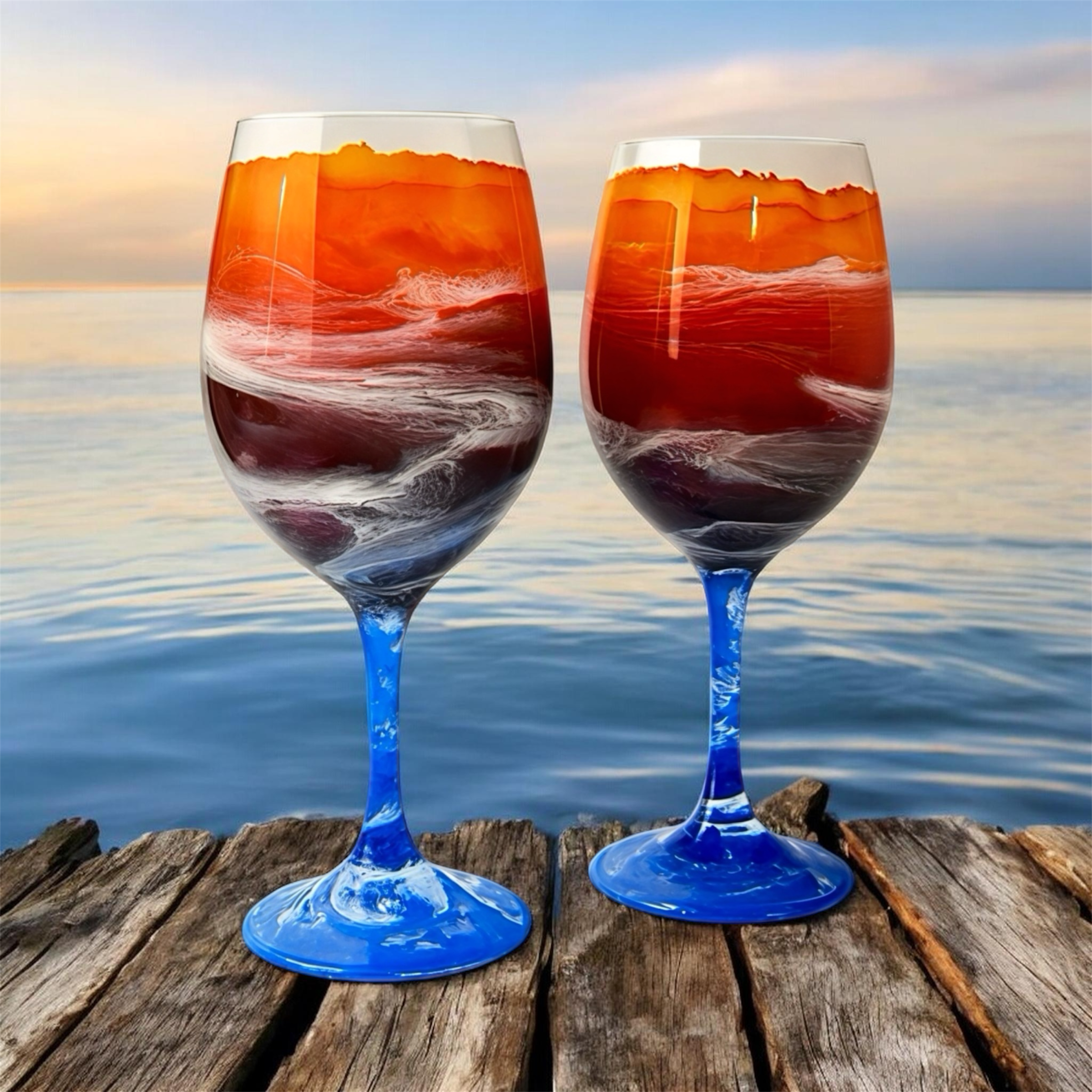 Gulf Afterglow Hand-Painted Glassware | Custom Wine, Champagne, Beer & Spirits Styles