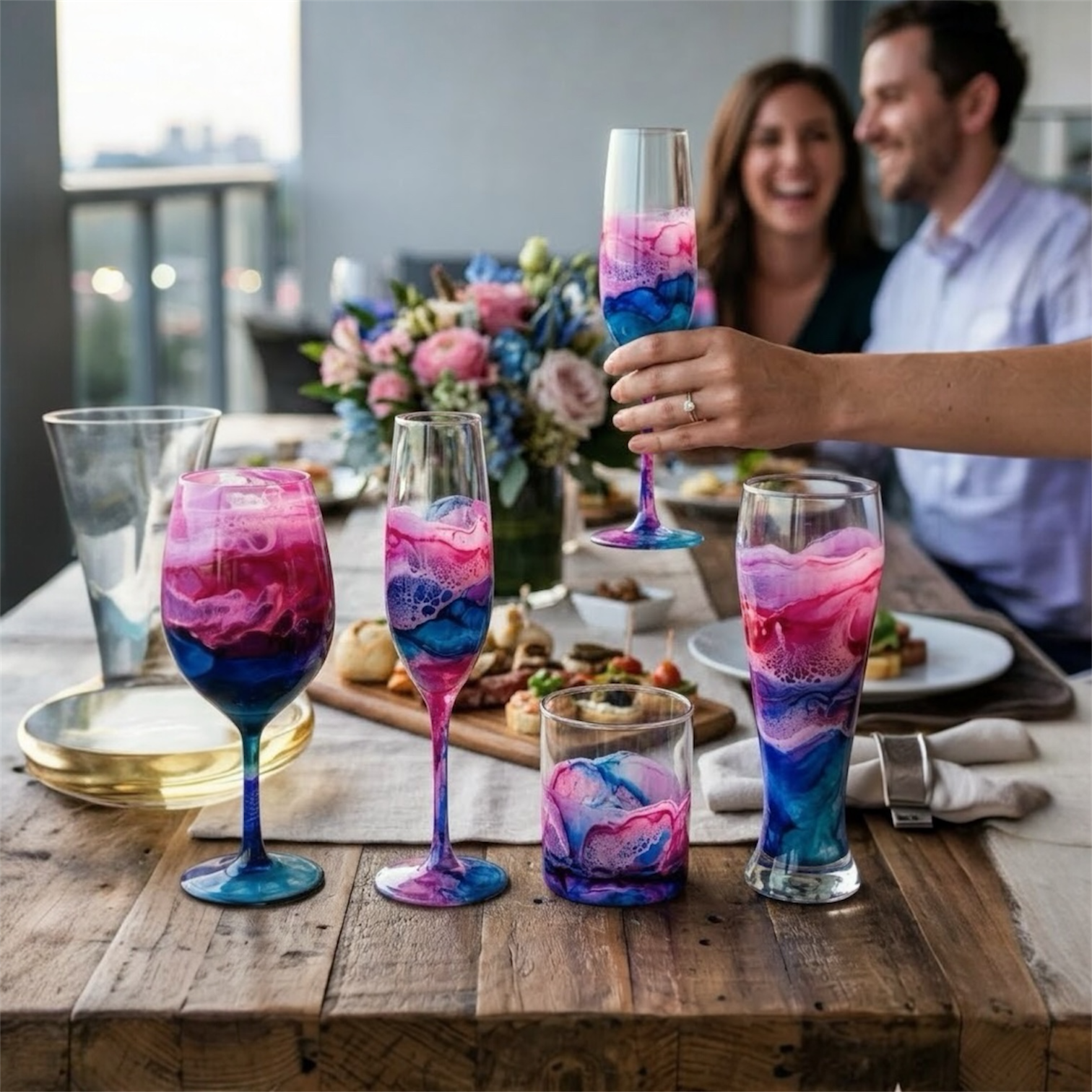 Orchid Aurora Hand-Painted Glassware | Custom Wine, Champagne, Beer & Spirits Styles