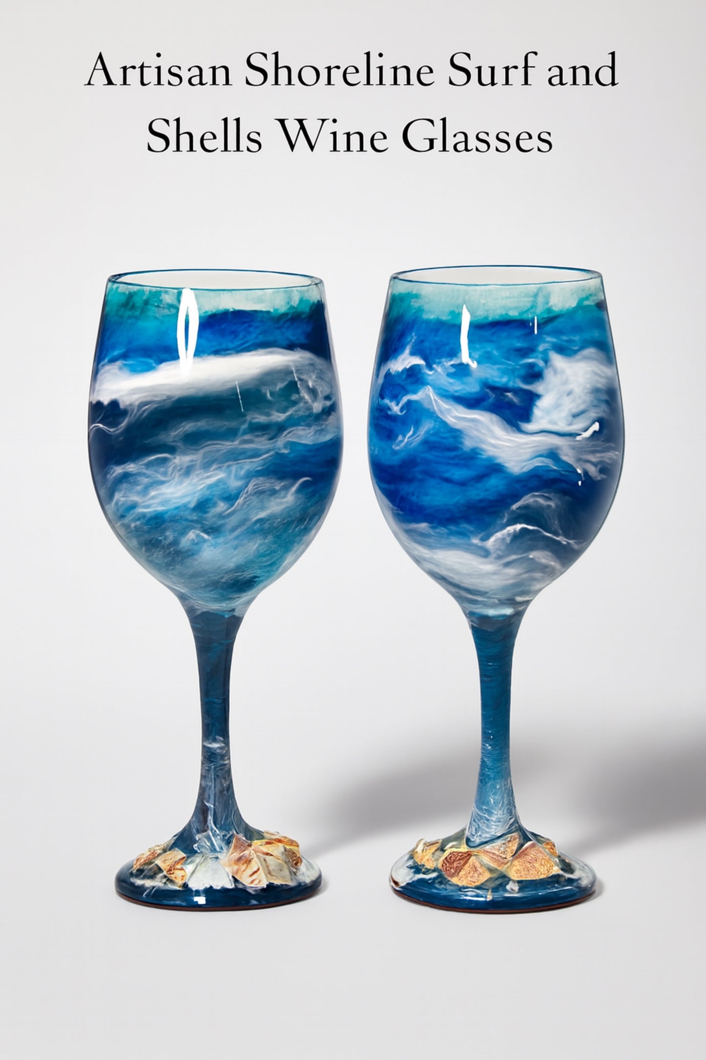 Artisan Shoreline Surf and Shells Wine Glasses & Drinkware