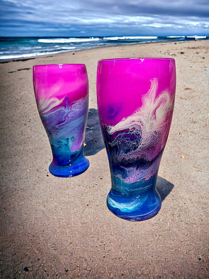 Pink Purple and Blue Wine Glasses and Drinkware-Handmade