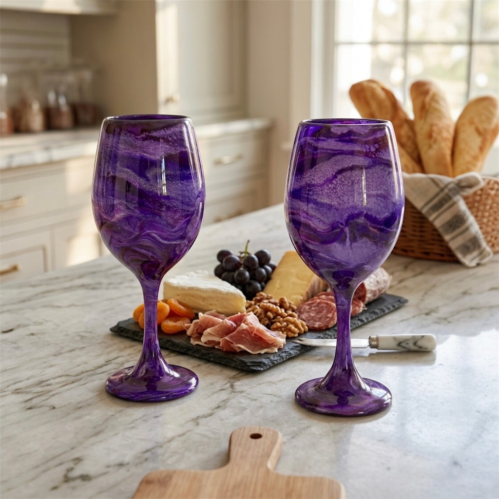 Amethyst Mist Hand-Painted Glassware | Custom Wine, Champagne, Beer & Spirits Styles