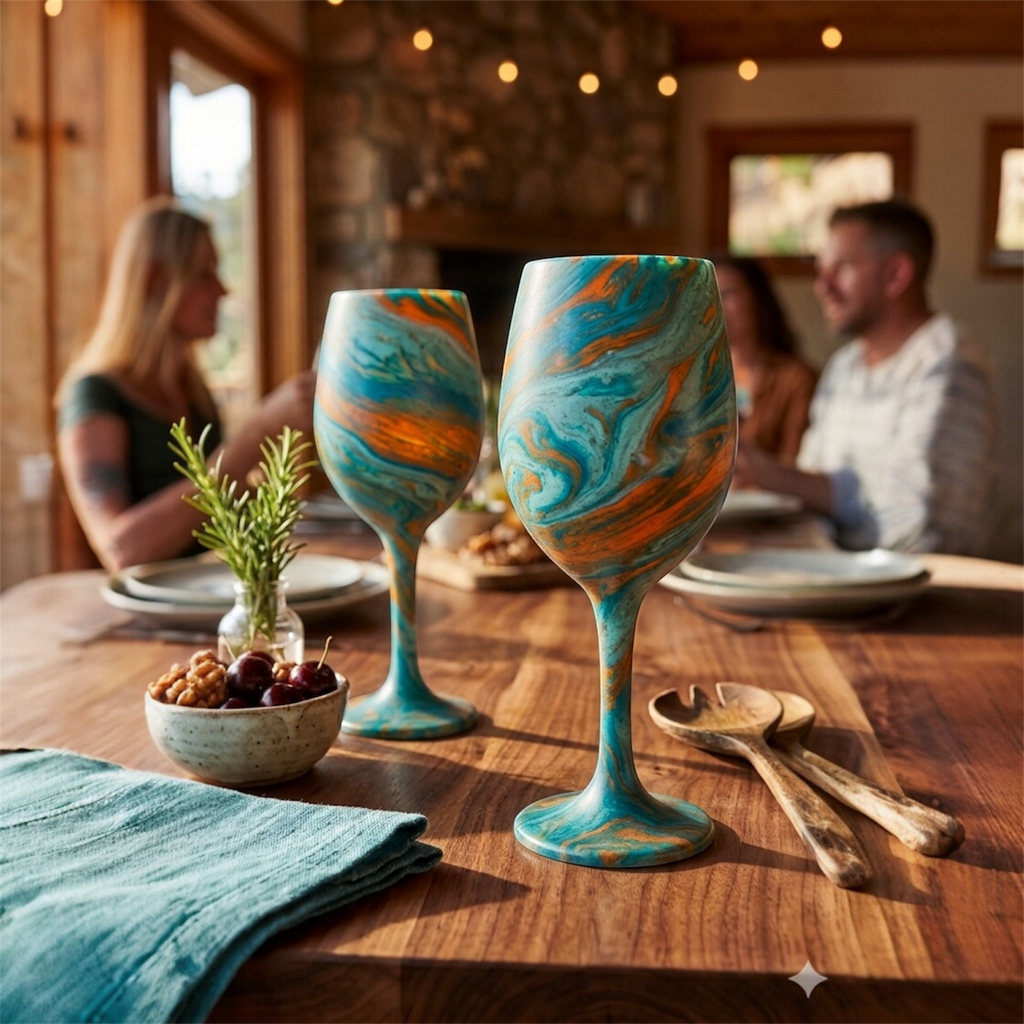 Malibu Marble Hand-Painted Glassware | Custom Wine, Champagne, Beer & Spirits Styles