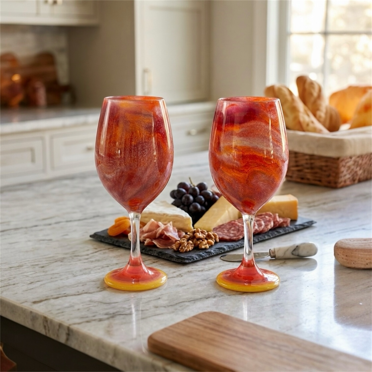 Solaris Ember Hand-Painted Glassware | Custom Wine, Champagne, Beer & Spirits Styles