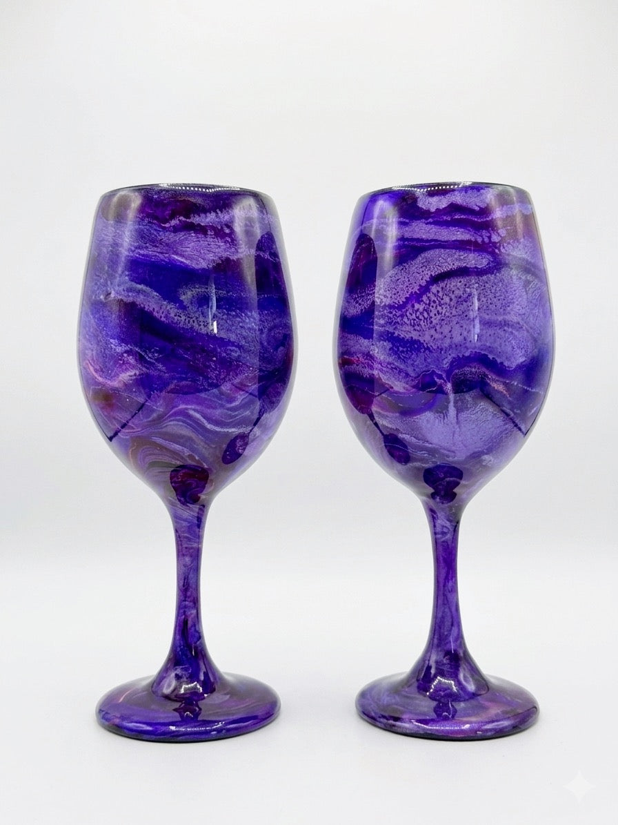 Amethyst Mist Hand-Painted Glassware | Custom Wine, Champagne, Beer & Spirits Styles
