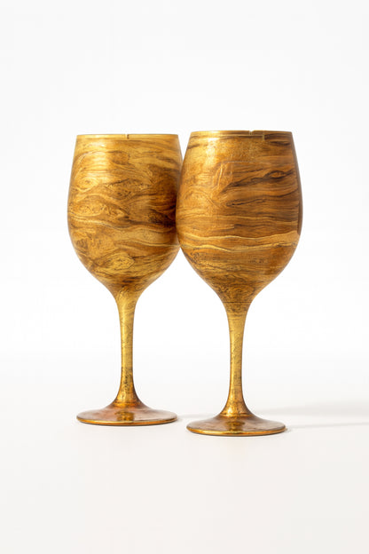 Artisan Molten Gold Wine Glasses & Drinkware