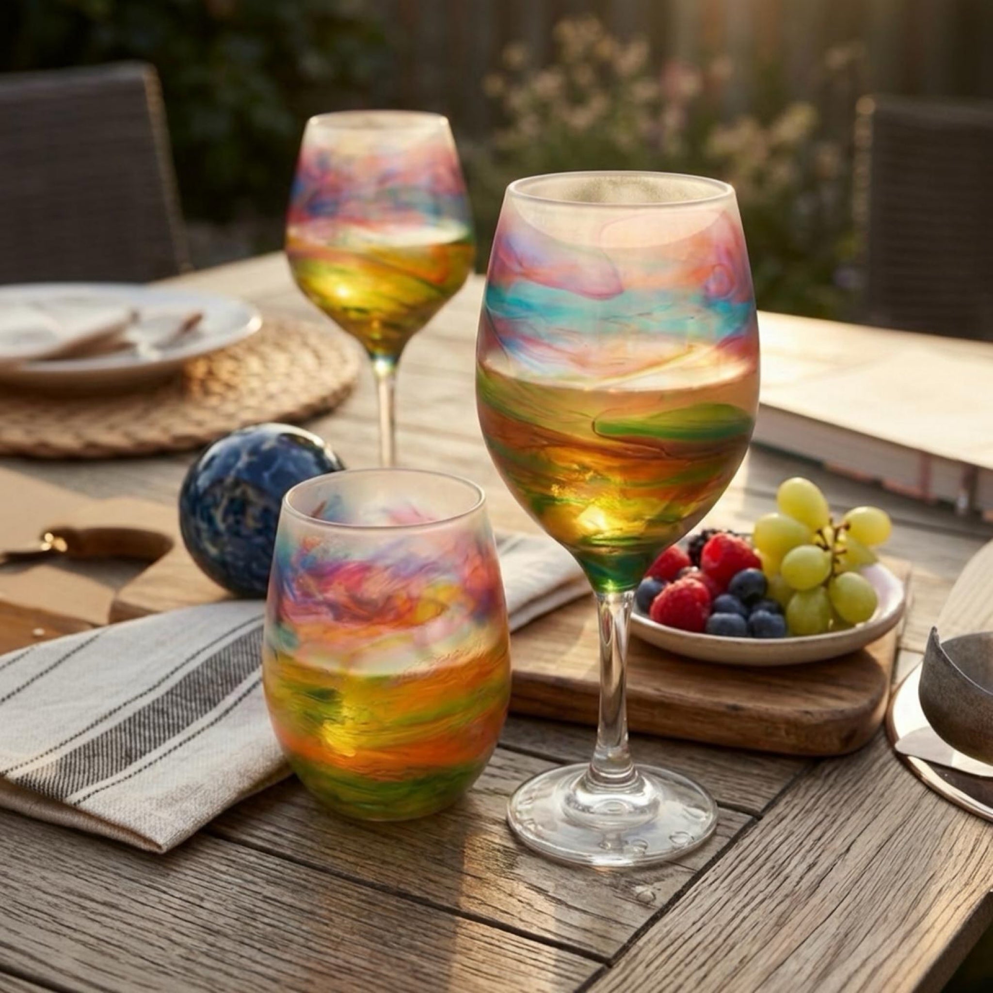 Aurora Marbled Collection Hand-Painted Glassware | Custom Wine, Champagne, Beer & Spirits Styles