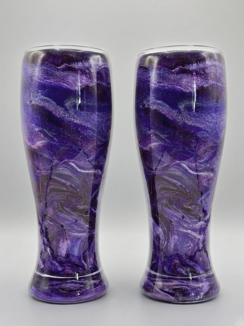 Amethyst Mist Hand-Painted Glassware | Custom Wine, Champagne, Beer & Spirits Styles