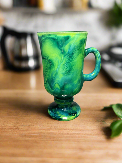Green Swirl Wine Glasses and Drinkware-Handmade