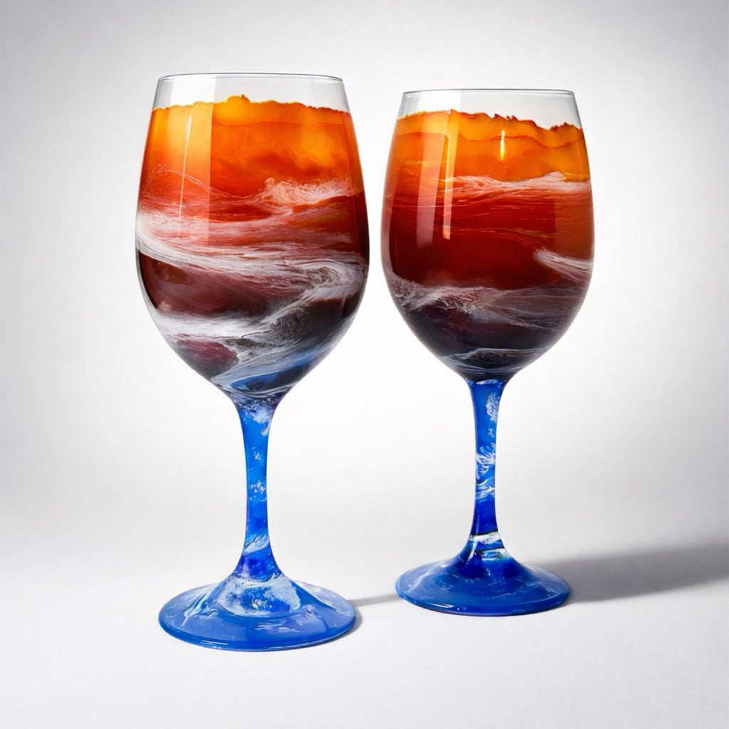 Gulf Afterglow Hand-Painted Glassware | Custom Wine, Champagne, Beer & Spirits Styles