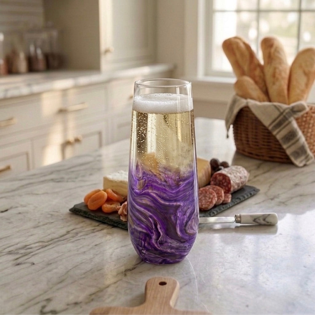 Amethyst Mist Hand-Painted Glassware | Custom Wine, Champagne, Beer & Spirits Styles