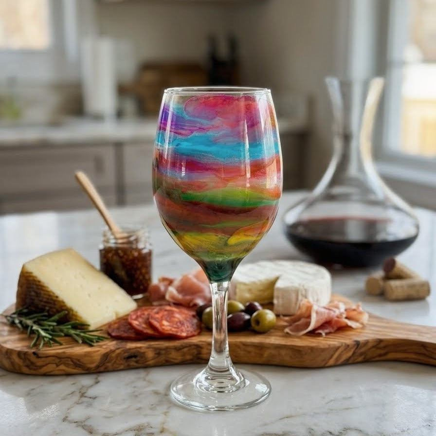 Aurora Marbled Collection Hand-Painted Glassware | Custom Wine, Champagne, Beer & Spirits Styles