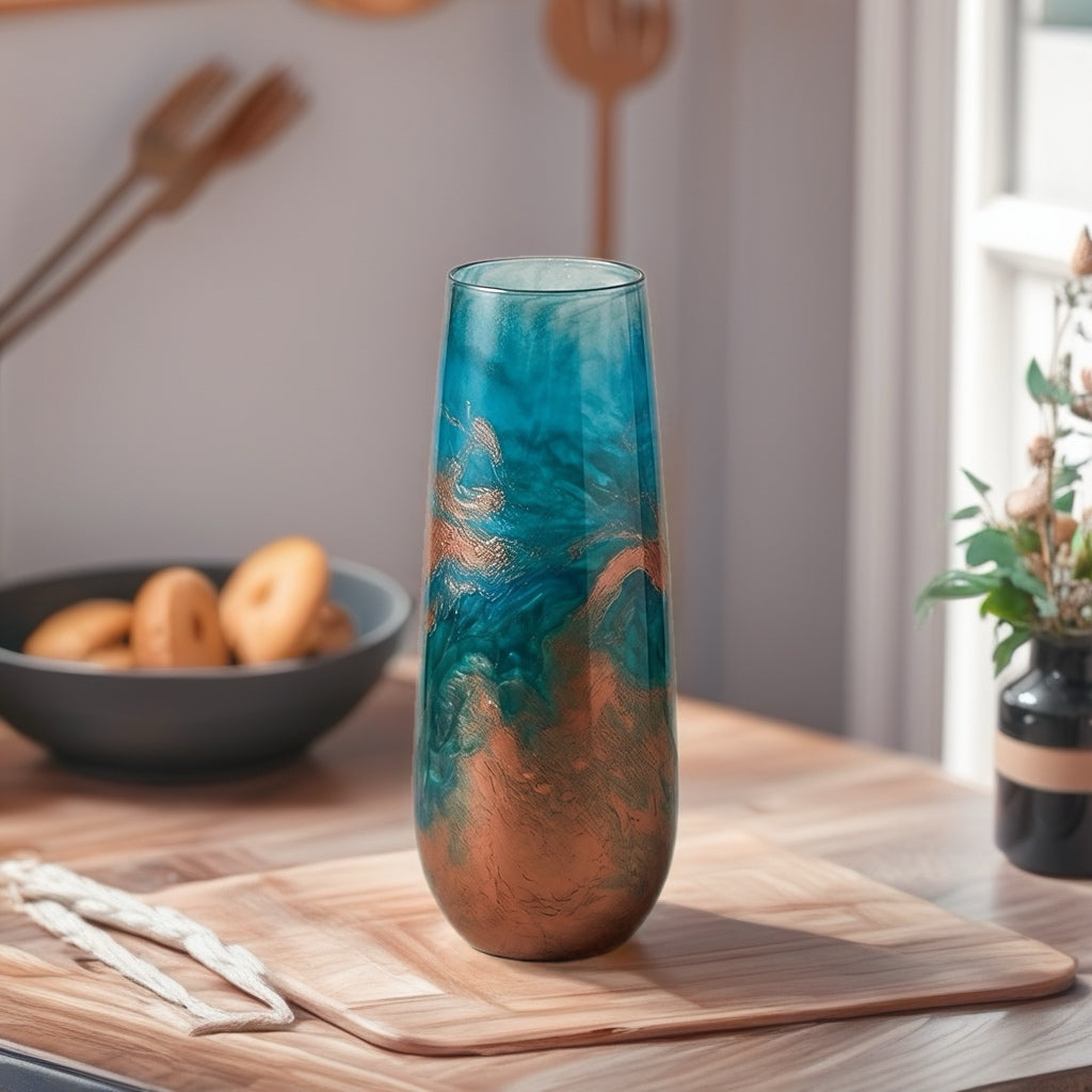 Coastal Copper Hand-Painted Glassware | Custom Wine, Champagne, Beer & Spirits Styles