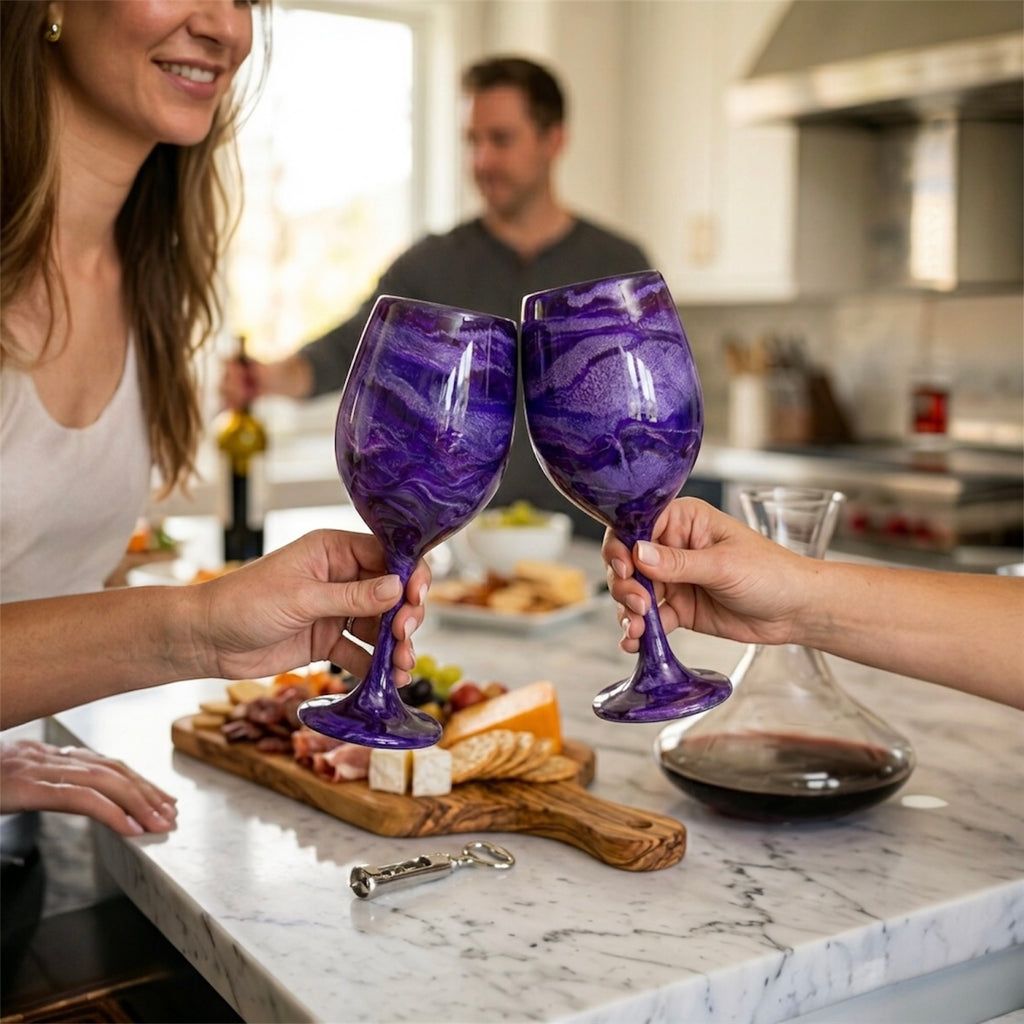 Amethyst Mist Hand-Painted Glassware | Custom Wine, Champagne, Beer & Spirits Styles