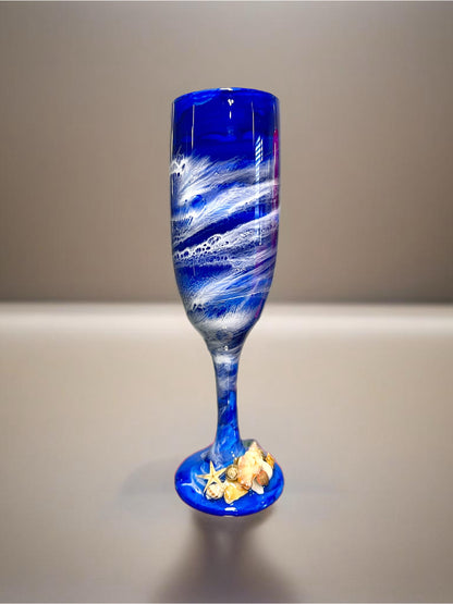 Ocean with Shells Wine Glasses and Drinkware-Handmade