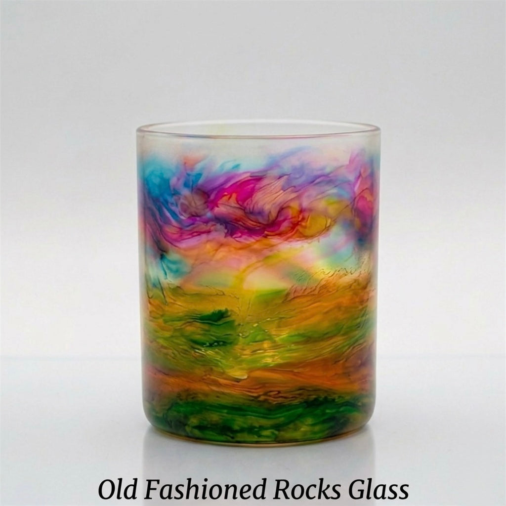 Aurora Marbled Collection Hand-Painted Glassware | Custom Wine, Champagne, Beer & Spirits Styles