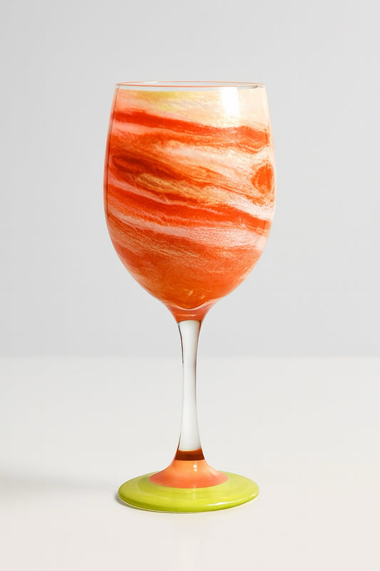 Artisan Creamsicle Swirl Wine Glasses & Drinkware