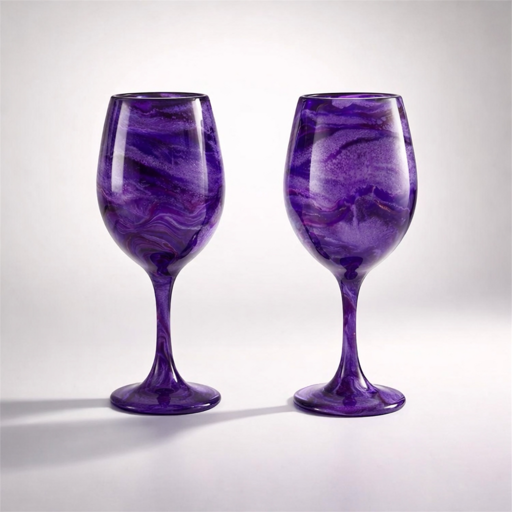 Amethyst Mist Hand-Painted Glassware | Custom Wine, Champagne, Beer & Spirits Styles