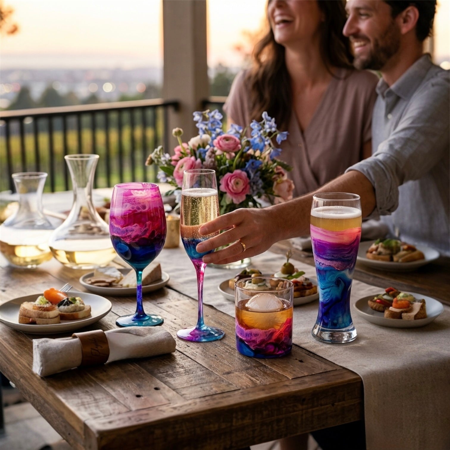 Orchid Aurora Hand-Painted Glassware | Custom Wine, Champagne, Beer & Spirits Styles