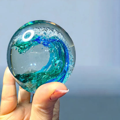 Ocean Wave Glass Art Sculpture-Paperweight