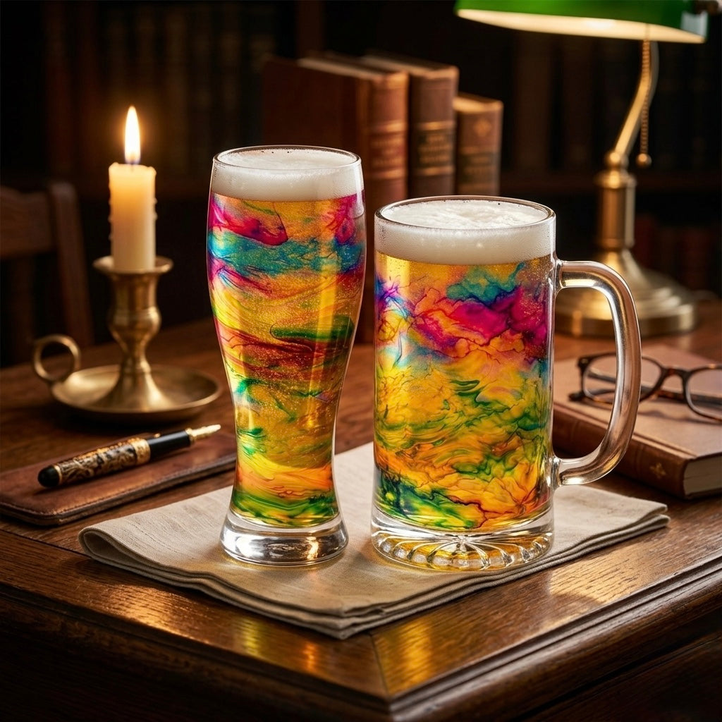 Aurora Marbled Collection Hand-Painted Glassware | Custom Wine, Champagne, Beer & Spirits Styles