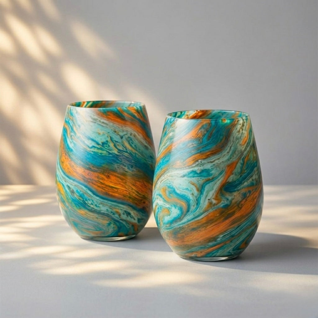 Malibu Marble Hand-Painted Glassware | Custom Wine, Champagne, Beer & Spirits Styles