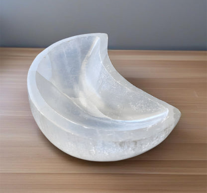 Selenite Crescent Moon Trinket Bowl