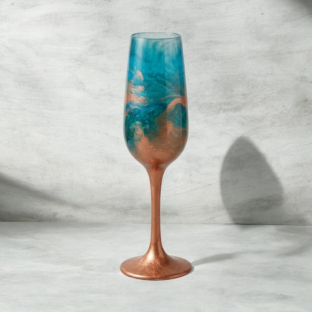 Coastal Copper Hand-Painted Glassware | Custom Wine, Champagne, Beer & Spirits Styles